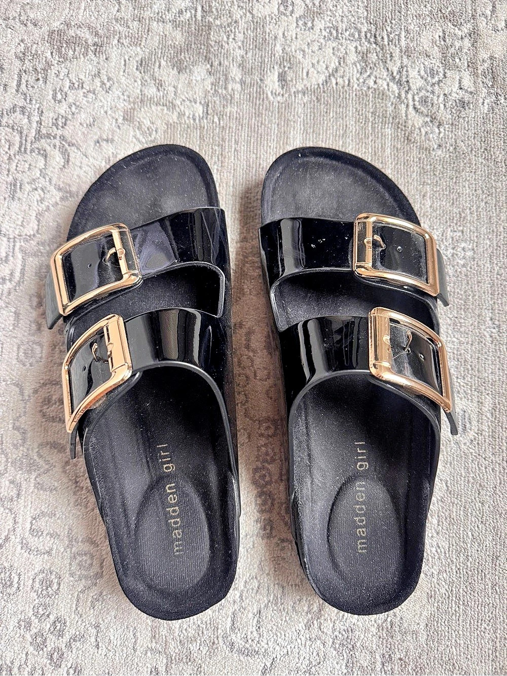 Madden Girl Bodiee Black Double-Buckle Sandals